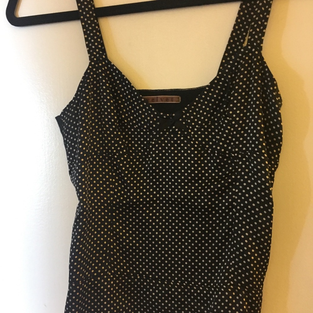 Velvet Polka Dot Silk Black tank size XS